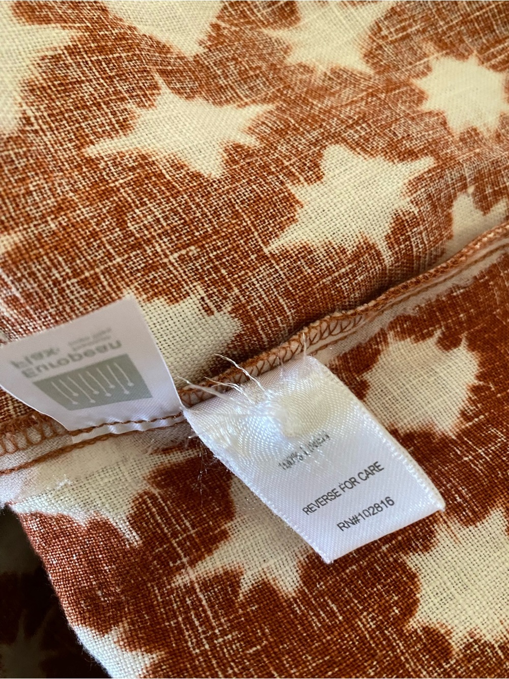 Garnet Hill Linen Midi Dress Rust Brown Star-Print Button Front Dress Sleeveless - Picture 8 of 13